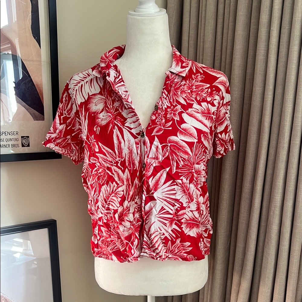 Red Floral Women's Top
